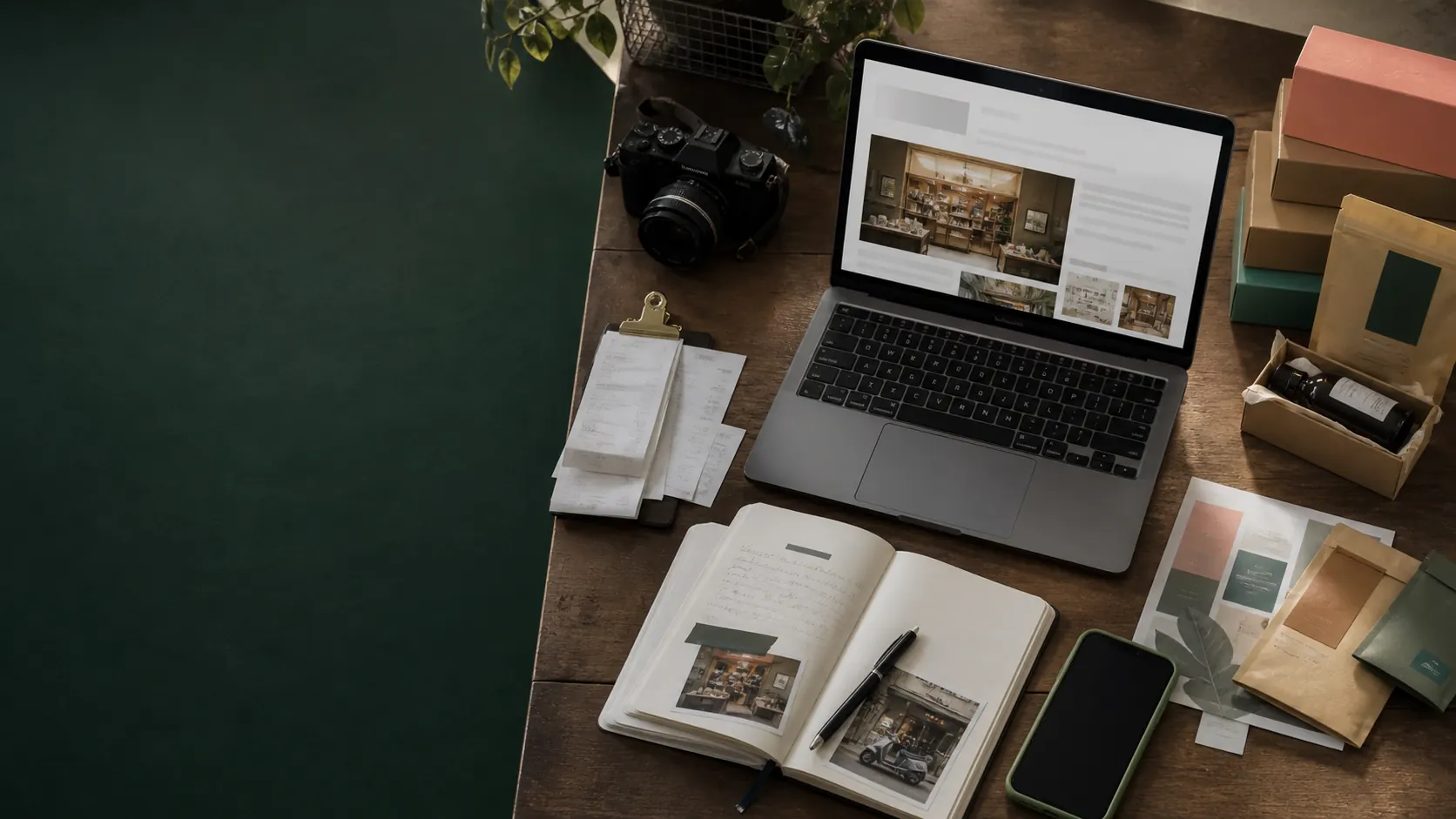 Meja editorial dengan laptop, catatan, dan materi cerita bisnis Meja editorial dengan laptop, catatan, dan materi cerita bisnis