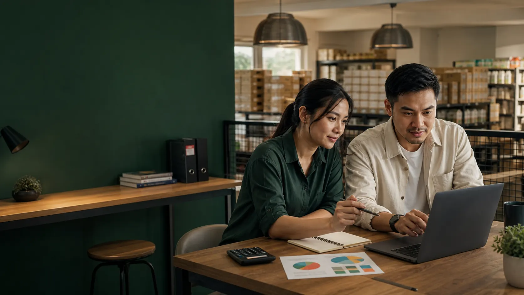 Pemilik usaha membandingkan rencana dan biaya operasional bisnis
